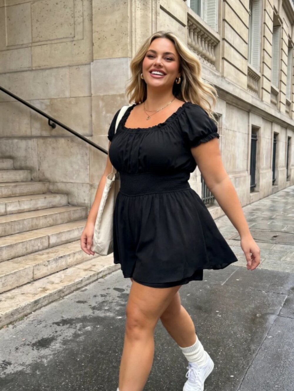 Plus Size Soft Whisper Romper - Black